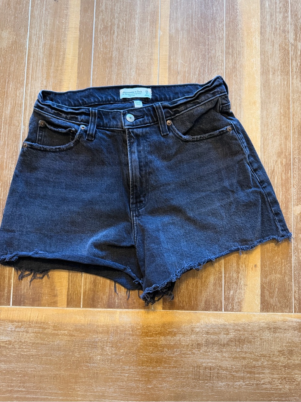 Abercrombie & Fitch Black Raw-Hem Denim Shorts